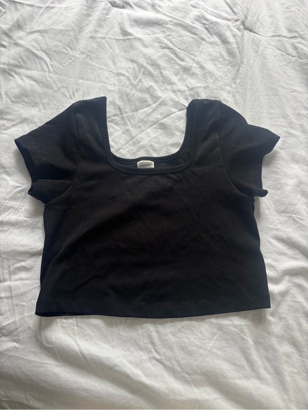 PINK Victoria's Secret Black Ribbed Scoop Neck Crop Top